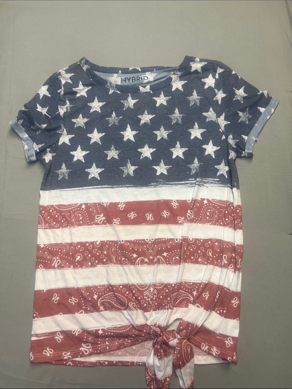 Hybrid & company Red, White & Blue Stars and Bandana Tie-Front Tee